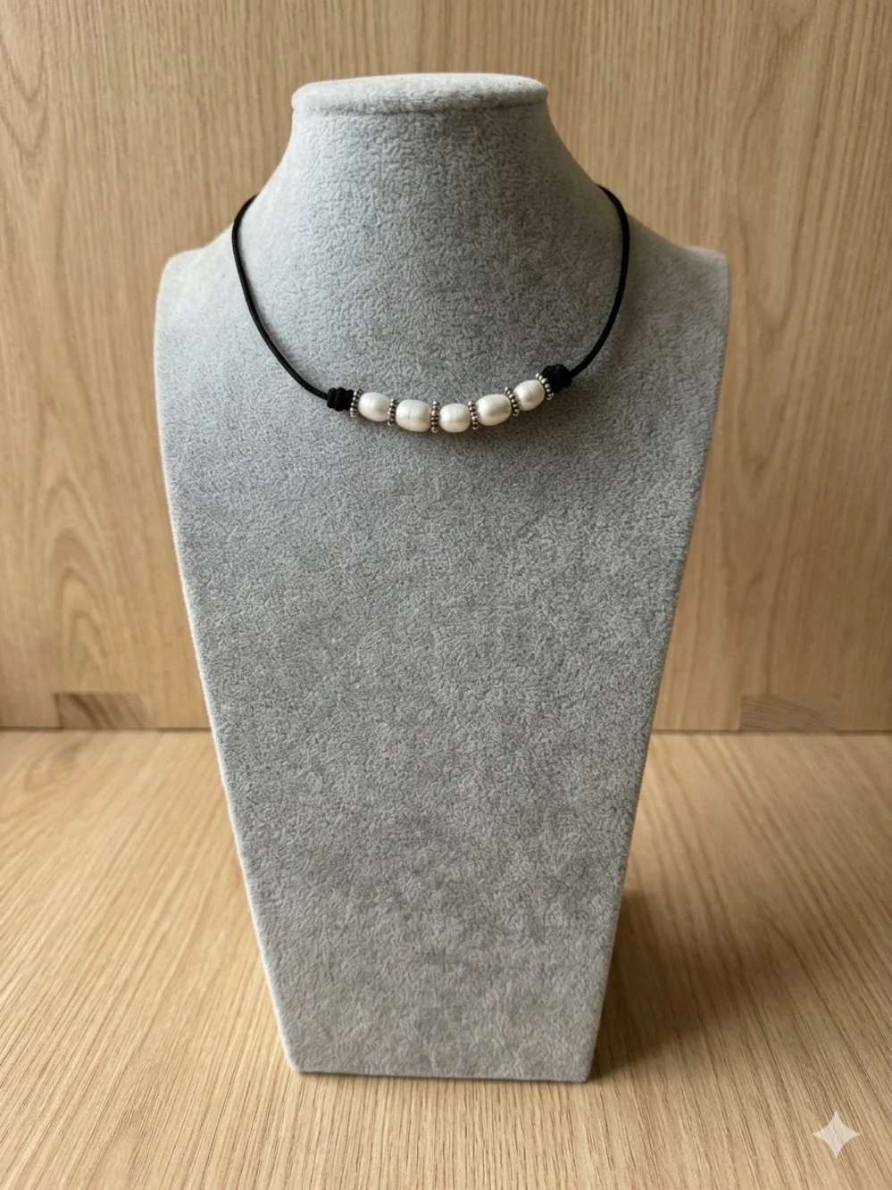Sundance 925 Sterling Silver and Pearl Black Leather Cord Choker Necklace NEW
